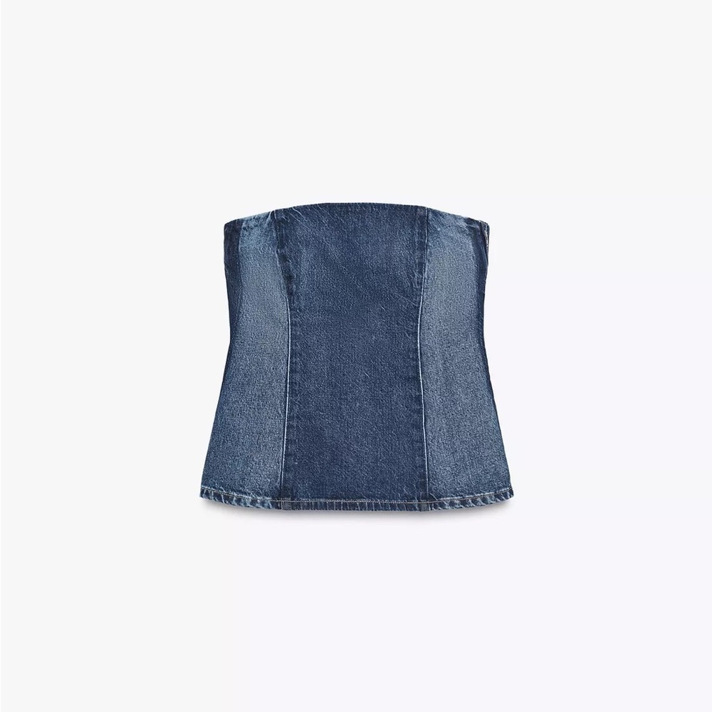 ZARA TRF DENIM BANDEAU TOP